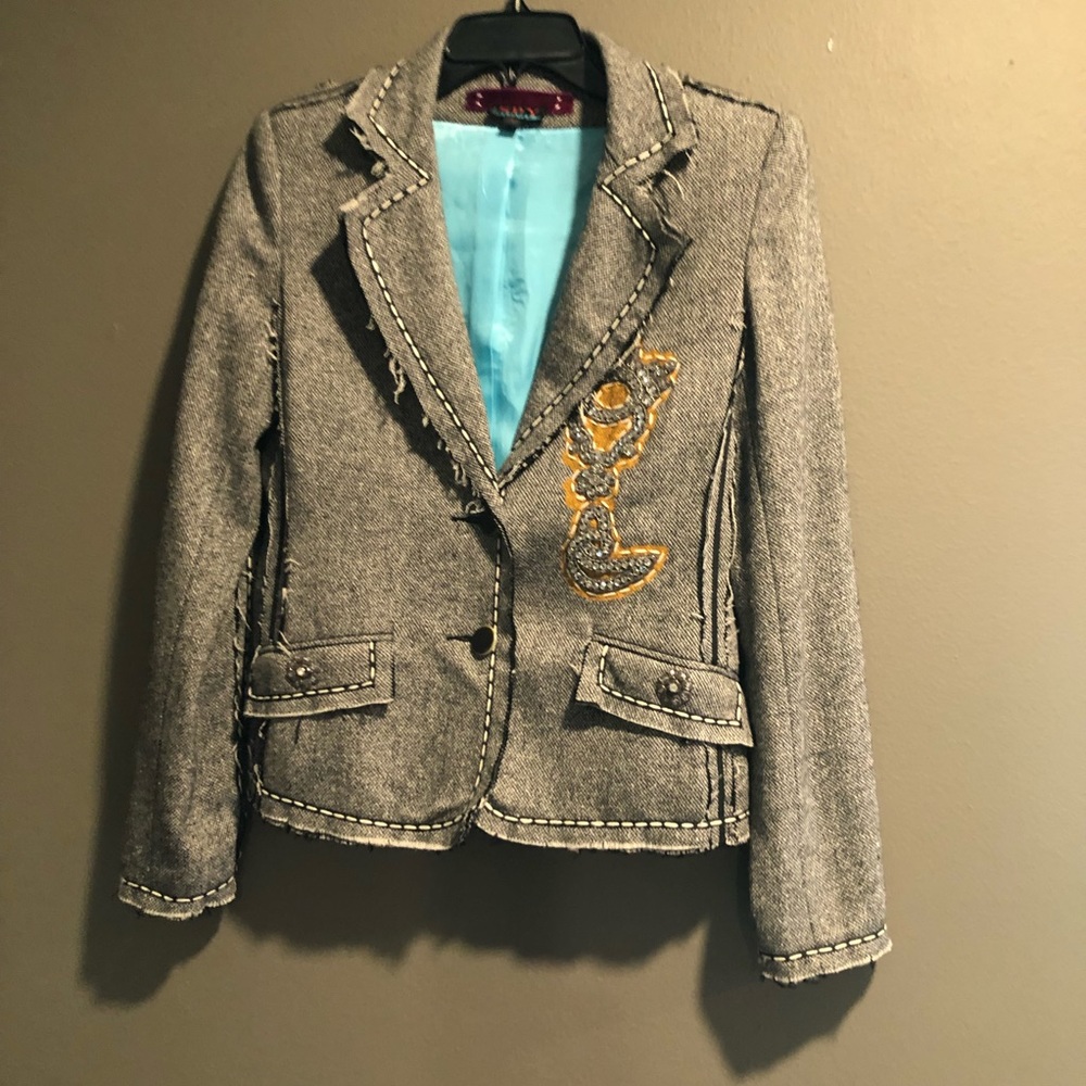 Spy Exchange Deconstructed Tweed Wool And Silk Blend Jacket Size Small
